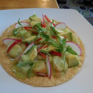 Shrimp Tostada at Petty Cash Tacqueria. Excellent tacos( favorite was the octopus) the tostada included shrimp,avocado, radish, &lime. Another restaurant from chef Walter Manzke and restauranteur Bill Chait. #mexicanfood #tostadas #tacos #shrimp #avocado #lime #radish #cucumber #beverlyblvd #westhollywood #losangeles #food #dinner #laeater #mexicanrestaurant #lonedinerusa  Follow the LoneDiner on his dining adventures at lonedinerusa.com to read his latest reviews.